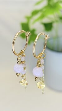 ⁦עגילי רומי- ורוד⁩ – תמונה ⁦3⁩