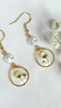 עגילי פרח עם פנינה