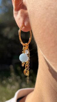 ⁦עגילי רומי- אקוומרין⁩ – תמונה ⁦4⁩