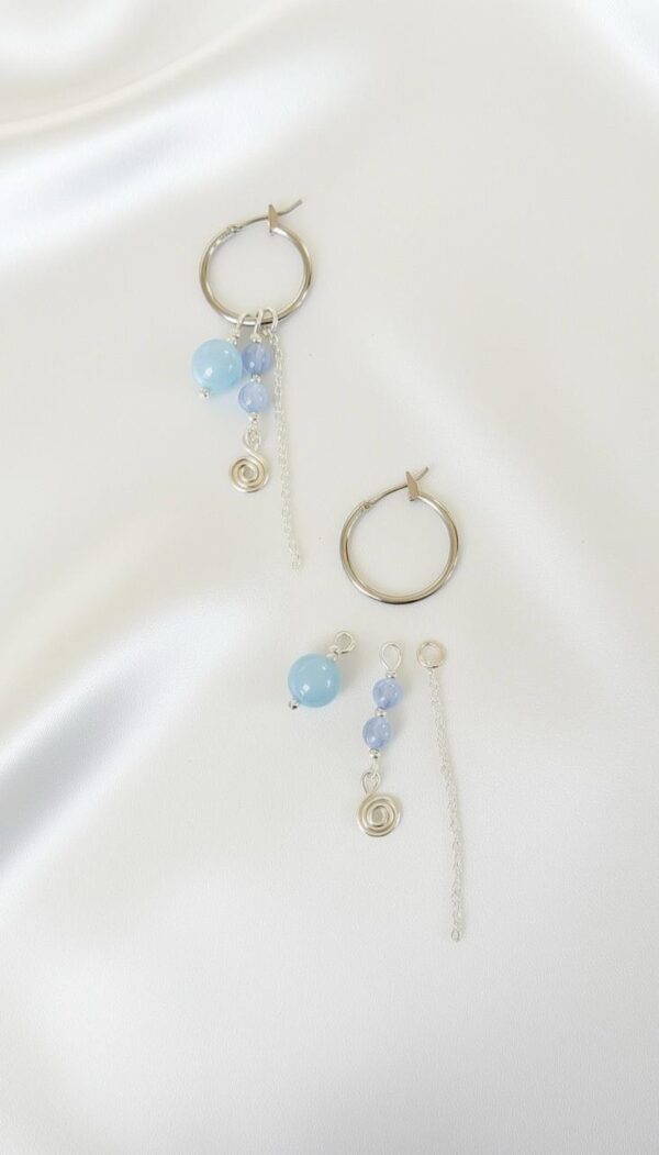 ⁦עגילי רומי- אקוומרין⁩ – תמונה ⁦2⁩