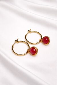 עגילי דר- זהב עם אבן רובי