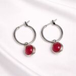 עגילי דר- כסף עם אבן רובי